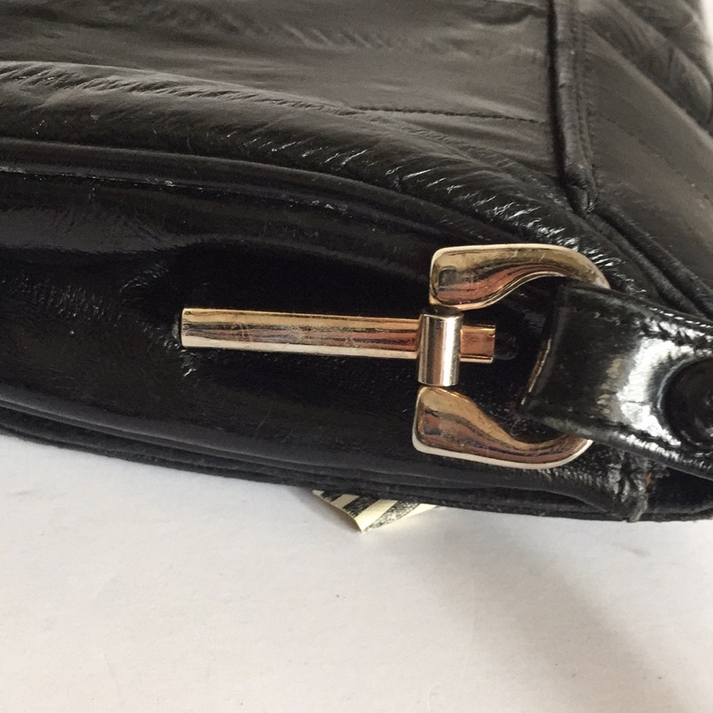 Black Eel skin purse handbag leather vintage bag - Picture 5 of 6